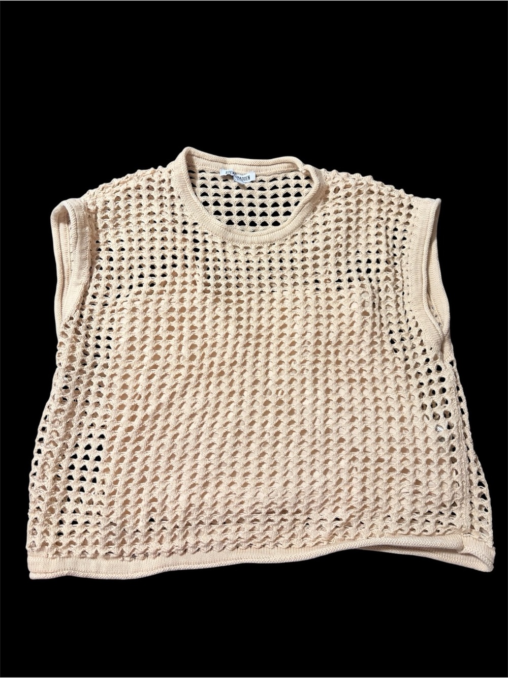Steve Madden Open-Knit Sleeveless Top - Cream